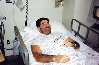 Mike's Before Surgery shot, lying in hospital bed